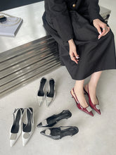 LBSFY  - Patent Leather Women Sandals Thin Mid Heels 2024 New Arrivals Party Dress Shoes Rhinestone Buckle Black White Red Silver Sandals